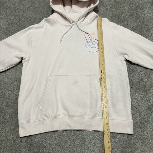 Adidas Originals Peace Sign Mens Hoodie Size Medium Pullover Pink Trefoil - Picture 4 of 6